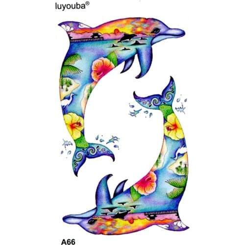 Dolphin Waterproof Temporary Tattoos Men Tatuagens Tatoo Temporary Stickers Body Sticker Feminino Fake Tattoo Sleeve