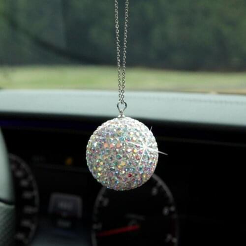 Rear View Mirror Ball Ornament Rhinestone Auto Interior Vehicle Car Ball Pendant Car Accessories