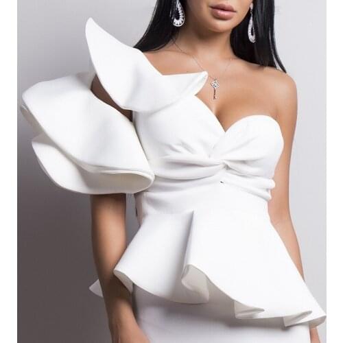 Ladies Dresses For Special Occasions One Flunce Shoulder Robe Soiree Longue Femme Bodycon Dresses For Woman 2020 DD2426