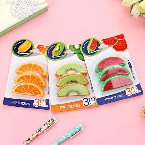 1pcs stationery small fresh correction with summer fruit series altered tape students long correction tape 6639
