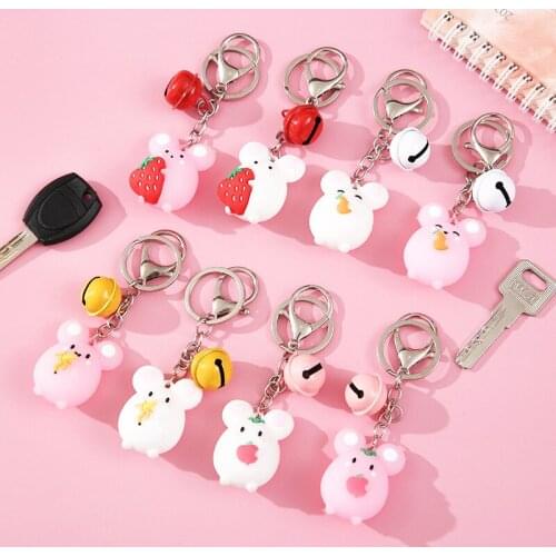 1PC Cute Cartoon Mouse Keychain Key Ring For Women Animal Fruit Bag Key Chains Keys Holder Jewelry Gift for Students Handbag K36