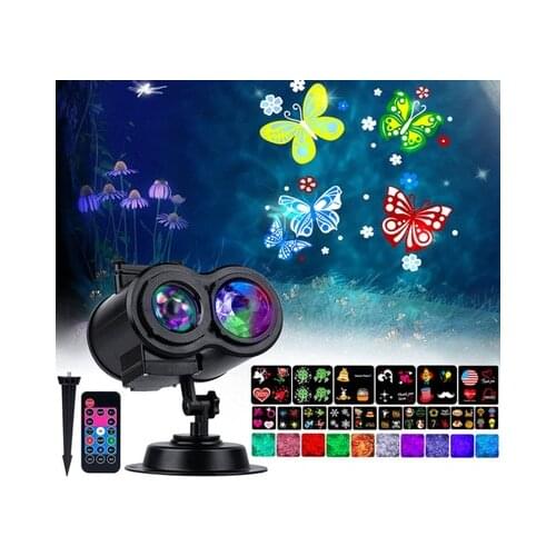 16 Patterns New Year Christmas Decor LED Double Cylinder Water Pattern Light Card Lights Halloween Christmas Projector Lamp