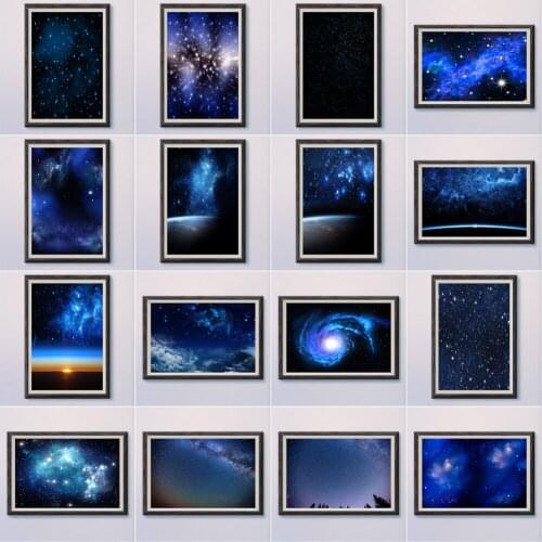 2-4 Star Nebula Starlight Natural Scenery Space Cosmos Starry Magnificent Wall Silk HD Poster Art Decoration Gift