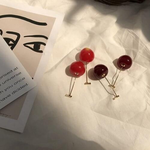 2019 New Style Cute Personality Cherry Shaped Drop Earrings For Girl Female Jewelry Gift
