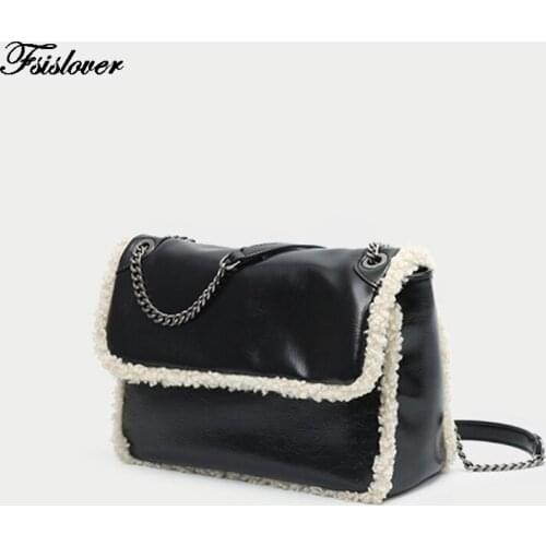 2020 England Style Womens bag Imitation lamb wool Composite Bag Women Shoulder Bag Vintage Soft Leather Female Handbag