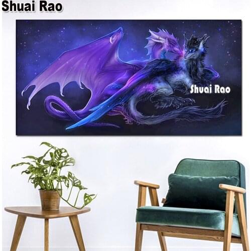 Diamond Mosaic Purple dragon Love,rhinestone Crystal diamond art paintings,Full square Drill,5D Magic mazayka Pattern