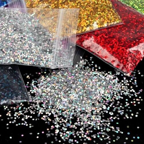 10g Shiny Holographic Glitter For Nail Gold Silver Sparkly 1mm Sequin Chrome Pigment Flakes Polish Manicure Nail Art Decorations