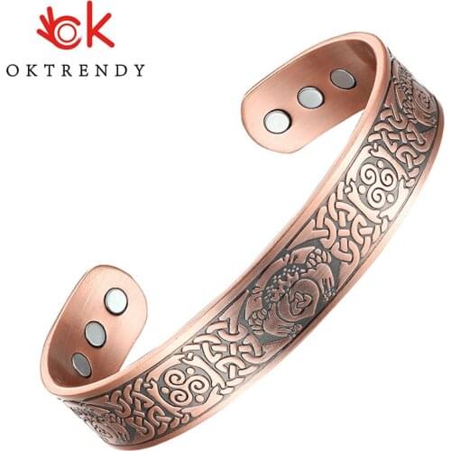 OKtrendy Magnetic Pure Copper Cuff For Women Men Health Energy Bracelet Partner and Friendship Memorial Gift 15mm Cuff Bangle
