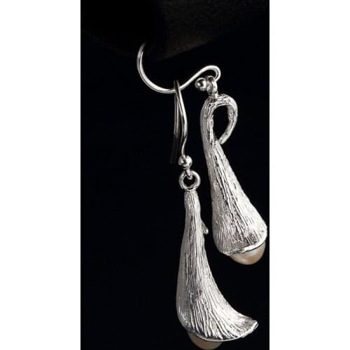 Brinco 2018 New Plant Hot Sale Natural Pearl Female Earrings 100% 925 Sterling Inlay Oval Fine Drop For Women Luxurious