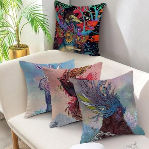 Fuwatacchi Abstract Painting Cushion Cover Monster Pattern Print Throw Pillow Covers for Couch/Car Home Sofa Decor Pillows Cases