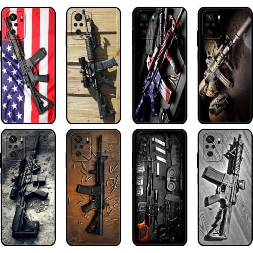 Black tpu Case For Xiaomi Redmi 9T Case Redmi Note 9T Note 10 Pro Case Rifles AR 15 Guns
