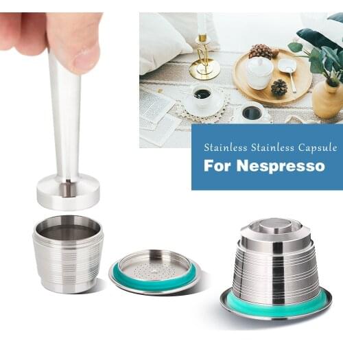 Nespresso Refillable Coffee Capsule Pod Stainless Steel Espresso Coffee Filters Tamper Coffeeware Gifts Wholesale