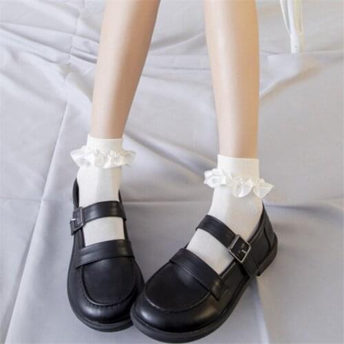 Summer Breathable Cute Ruffle Short Socks Women White Korean Japanese Kawaii Harajuku Women Sock Lolita Happy Designer Sock