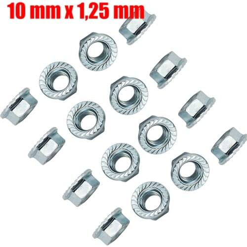 Lot of 16 Locking nuts Flange M10 10mm x 1.25mm Thread for Honda Kawasaki Suzuki fit Yamaha YFZ 450 660