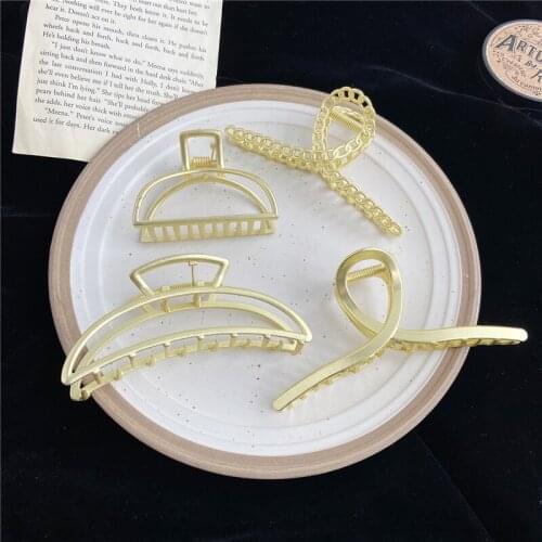 New Trendy Gold Hair Claws For Women Girls 2021 Hair Clips Elegant Metal Barrette Hair Clamps Hairpins Crab Hair Accessories