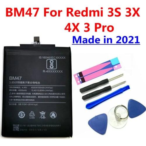 New BM47 4100mAh Battery For Xiaomi Redmi 3 3S 3X Redmi 4X Lithium Polymer Bateria + Tracking Code