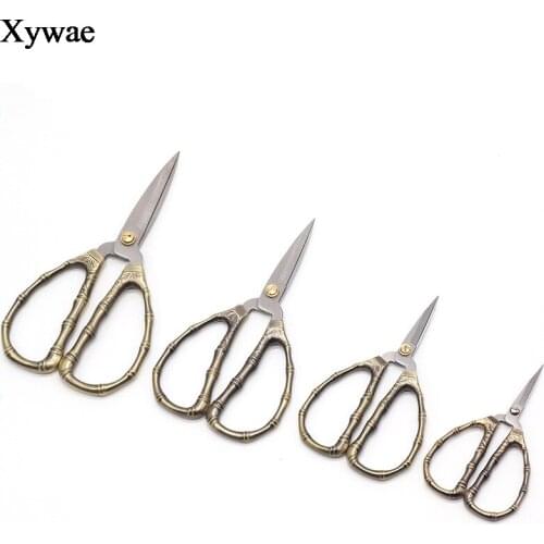 Vintage Scissors Bamboo Style Stainless Steel Tailor Scissors Retro Zakka Sewing Needlework Fabric Cutter Embroidery Thread DIY