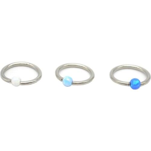 Opal BCR 3mm Nose ring Lip Hoop Earring Eyebrow 16G White Blue