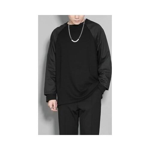 2021 spring original trend dark color sleeve splice casual casual casual casual casual loose round-necked Hoodie long sleeves