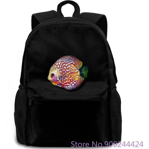 Psychedelic Colorful Discus Fish Vintage Retro Cool Summer Fashion Men O-Neck backpack