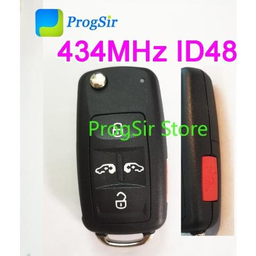 5 Button 434MHz ASK Not Keyless Go Remote Control for VW Sharan With ID48 Chip By KYDZ