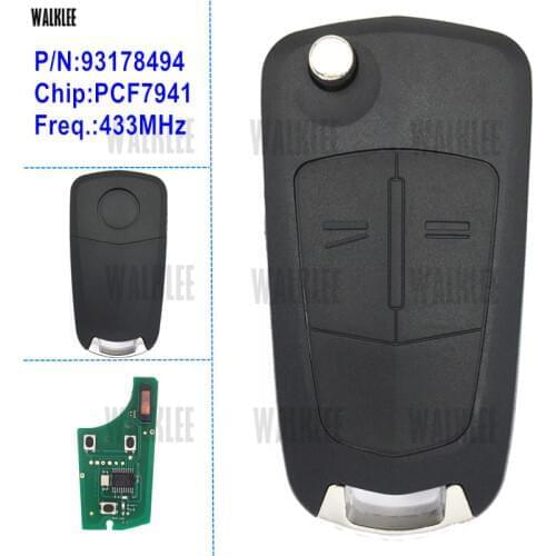 WALKLEE Remote Key suit for Opel/Vauxhall Astra H 2004 - 2009, Zafira B 2005 - 2013, for Valeo 13.149.658 Keyless Entry System