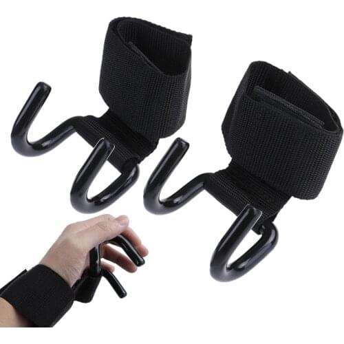 Adjustable Strong Steel Hook Grips Straps Weight Lifting Strength Training Gym Fitness Black Wrist Support Lift Straps