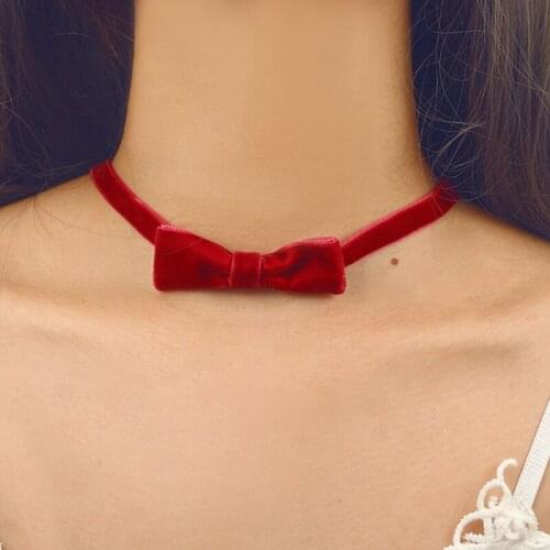 Sweet Bow Choker Necklace Decorative Chic Velvet Collar Necklace Bell Velvet Choker Party Cosplay Jewelry Accessories