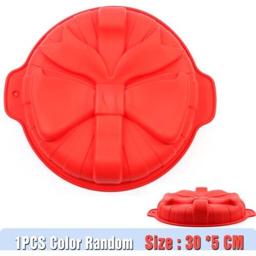 Silicone Cake Baking Pan Large Tray With Bow Pattern Making Mould Bread Loaf Toast Mold Pizza Birthday Cake Tray