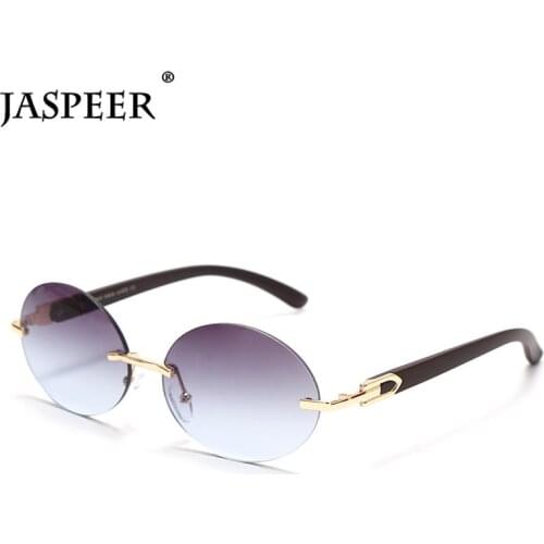 JASPEER 2020 New Oval Rimless Sunglasses Women Brand Designer Vintage UV400 Driving Sun Glass Men Frameless Fashion Eyewear