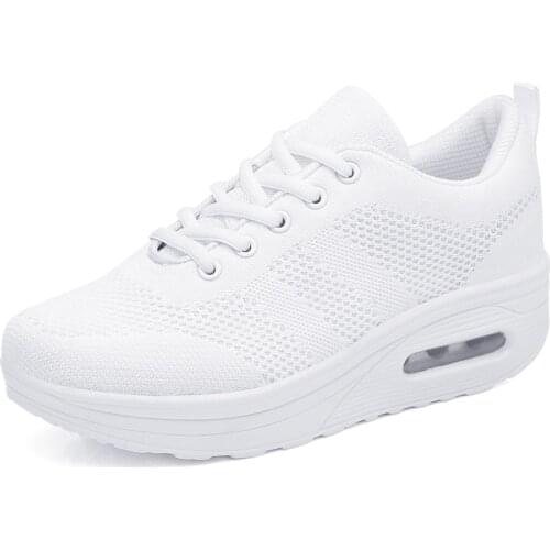 Girl sports shoe version thick bottom rocking sneaker shoes woman air cushion Walking Shoes movement Slimming Breathable