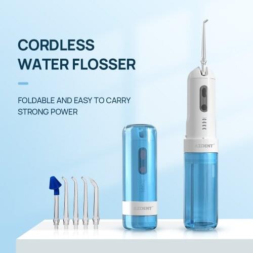 AZDENT Hot Cordless Water Dental Flosser Portable Oral Jet Irrigator Tooth Pick Water Irrigation USB Rechargeable 5 Tips 200ml