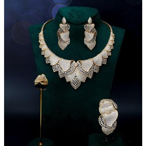 TIRIM Luxury Elegant Bridal Necklace Set for Women Cubic Zirconia Wedding Jewelry Sets African Brides Accessories Jewelry