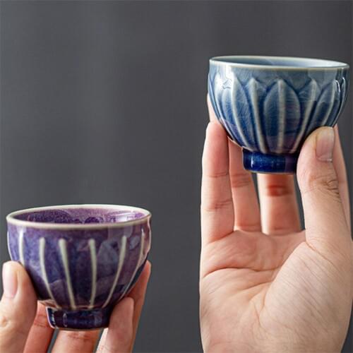 Japanese Ceramic Retro Ice Cracked Glaze Tea Cup Tea Set Office Kung Fu Water Cup Household Colorful Pottery Tea Cup Drinkware