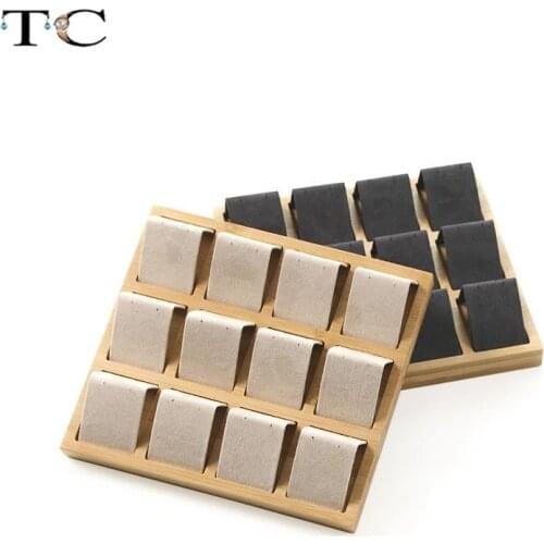 Jewelry Earring Display Stand High Quality Bamboo Imitation Suede Fabric Ear Stud Holder Rack Storage Case