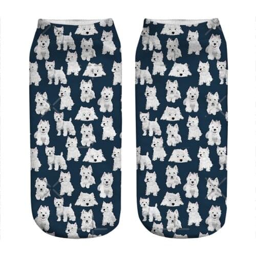 Womens socks kawaii white Westie dogs pattern Printed Socks Woman harajuku Happy Funny Novelty cute girl gift Socks for women
