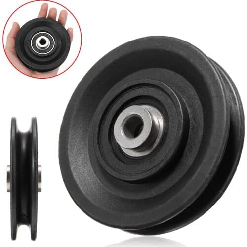 1Pc 3.5" 90mm Wearproof Nylon Bearing Pulley Wheel Cable Gym Fitness Universal Strength Training Equipment Part Black
