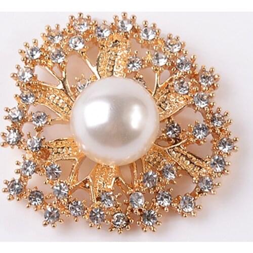 10pcs Rhinestone Pearl Buttons Applique Embellishments DIY Clothing Buttons Crafts Wedding Bouquet Flower Centre Home Decor