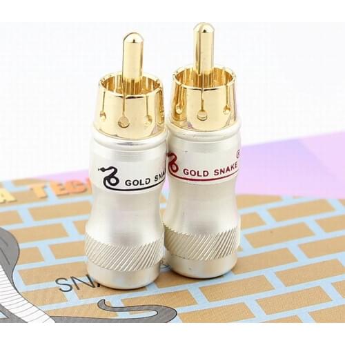 10pcs/lot DIY gold snake RCA Plug HIFI Goldplated Audio Cable RCA Male Audio Video Connector Gold Adapter For Cable
