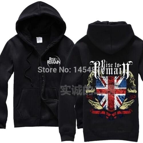 High Quality 3D British flag shield Rise To Remain UK Cotton Sweatshirt Rock Hoodies Winter jacket brand punk Black metal