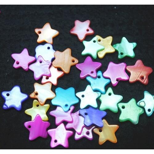 50pcs mother of pearl pendants loose beads shell pendants for women bracelets making 13mm five star shape good selling