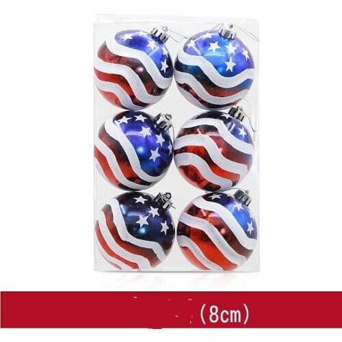 Navidad 6pcs USA Style Creative 8cm Christmas Ball Ornaments