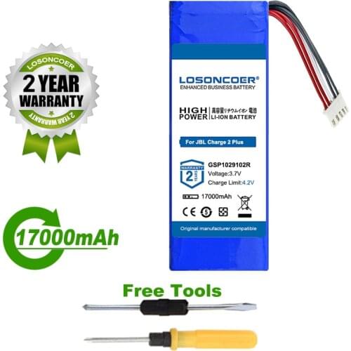 17000mAh GSP1029102 Battery GSP1029102R for JBL Charge 2 Plus 2Plus,Charge 2+,charge 3 2015 Version P763098 Batteries Free Tools