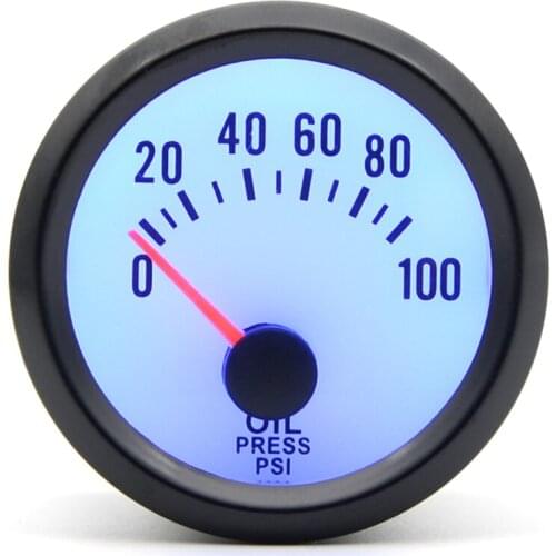2" 52mm Dragon Gauge Car Meter Oil Pressure Gauge 0-100 psi Analog Black Case With Blue LED