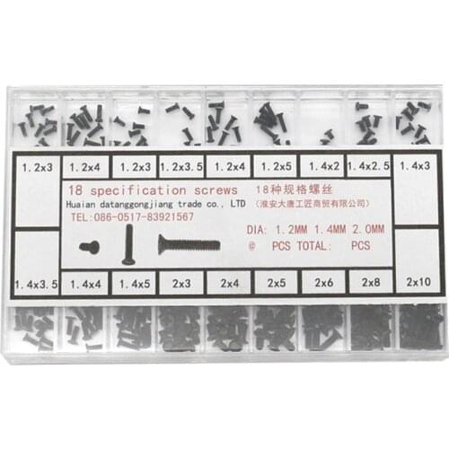 Free shipping 18 Species of Spectacles Frame Notebook Screw Small Screw Set Miniature Screw Watch Back Cover Screw