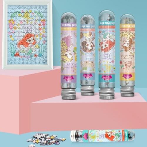 Disney Princess Wooden Puzzles 150 Pieces Children Educational Toys Baby Wooden Toy Mickey Minnie Kids 3D Puzzle 4 Pieces- Set