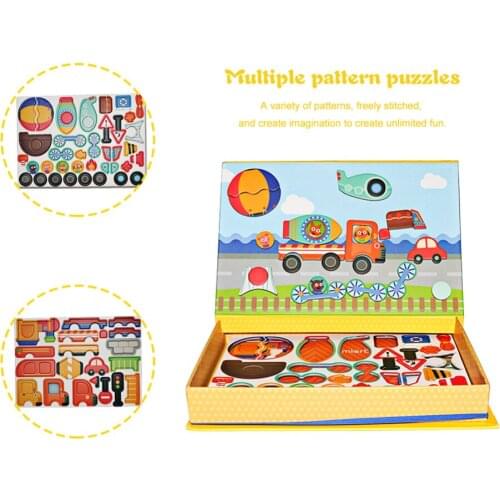 Child Drawing Writing Board Magnetic Puzzle Kids Traffic Vehicle Car Jigsaw Puzzles Sketchpad Toddler Education Development Toy
