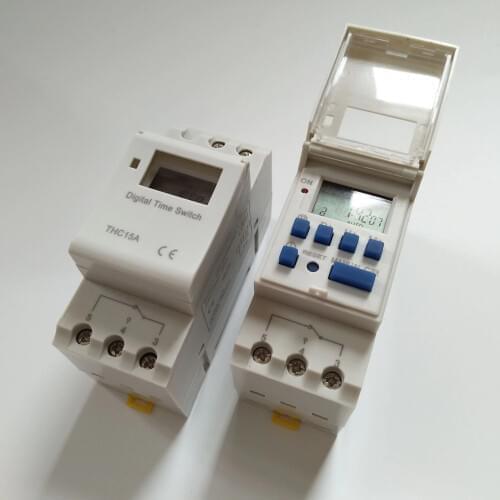 THC15A Electronic Weekly 7 Days Programmable Digital Time Switch Relay Timer Control AC 220V 12V 24V 48V 16A Din Rail Mount