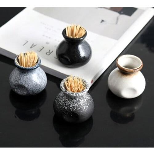 Chinese ceramic toothpick container creative household hotel commercial personality restaurant toothpick tin box storage