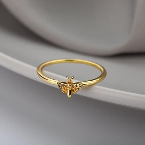 Fashion Simple Cute Animal Dragonfly Rings For Women Girls Gold Color Copper Metal Charm Jewelry Party Couple Friend Gifts